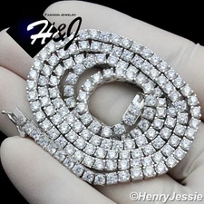 18"-28"MEN 925 STERLING SILVER ICY BLING CZ 3MM 1 ROW TENNIS CHAIN NECKLACE*N10