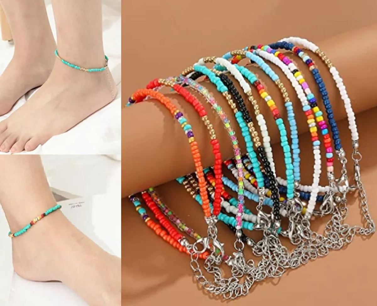 Artmiss Layered Anklets Women Heart Silver Ankle Bracelet Charm Beaded  Dainty Foot Jewelry for Women and Teen Girls Summer Barefoot Beach Anklet :  Amazon.in: Jewellery