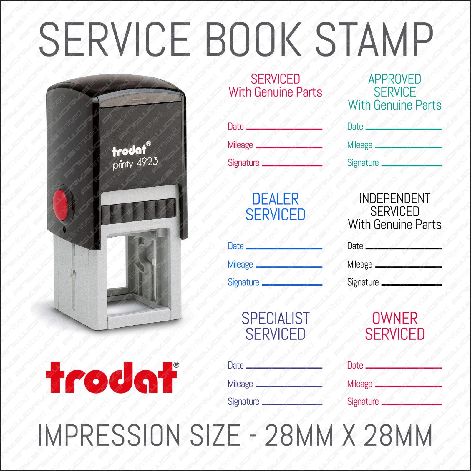 Self Inking Garage Mechanic Home Service Rubber Stamp 28 X 28mm