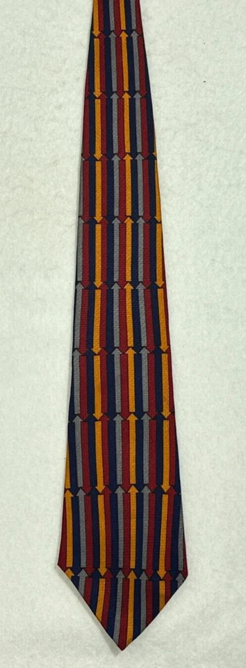 Corbata vintage Vicky Davis flechas a rayas 100 % seda para hombre multicolor hecha en EE. UU. Foto 2 de 4