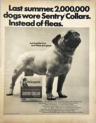 Sergeant's Sentry Dog Collar ''Just Buckle Up and Fleas are Gone'' Print Ad 1967