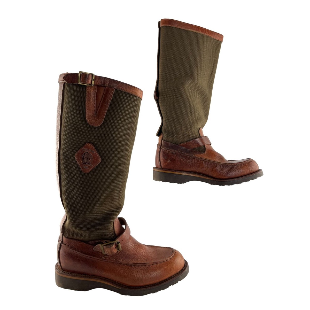 Chippewa Cutter Snake Boots Men\'s Size 7.5 D Leather Canvas USA 23922 Men main image 4
