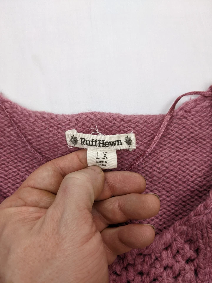 Ruff Hewn женщин размер 1 X розовый кабель трикотажа Aysmetric рыбаков тянуть на повседневный - Изображение 2 из 4