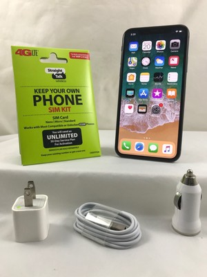 Apple iPhone X - 256GB BLACK AT&T Straight Talk Activation Network