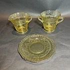 Vintage Federal Glass Amber Yellow Depression Glass Creamer & Sugar Set