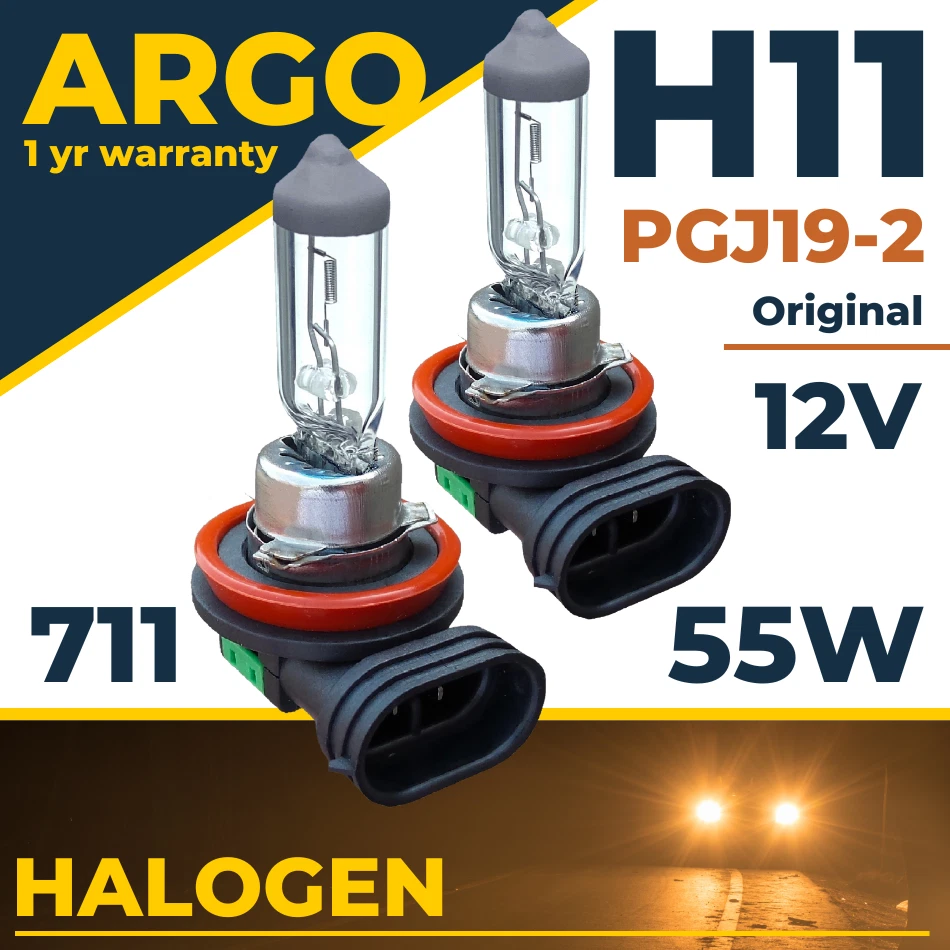 2x H11 Halogen 55w Front Fog Light 711 Headlight High Dipped Beam