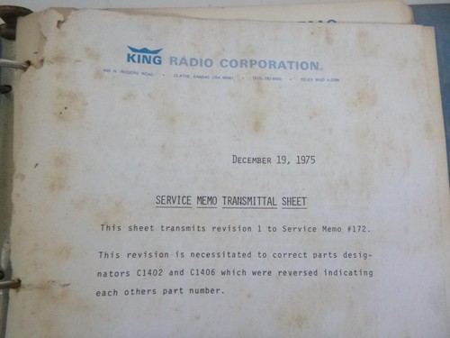 *LOT* KING INSTRUMENTS SERVICE BULLETINS, FULL BINDER, 1967 TO 1975, SCHEMATICS - Picture 3 of 11
