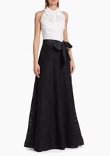 TERI JON Lace Halter Neck Belted Gown (size 8)