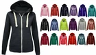Ladies Zip up Plain OR Quilted Hoodie with Pockets Plus Size XS S M L XL 16-30