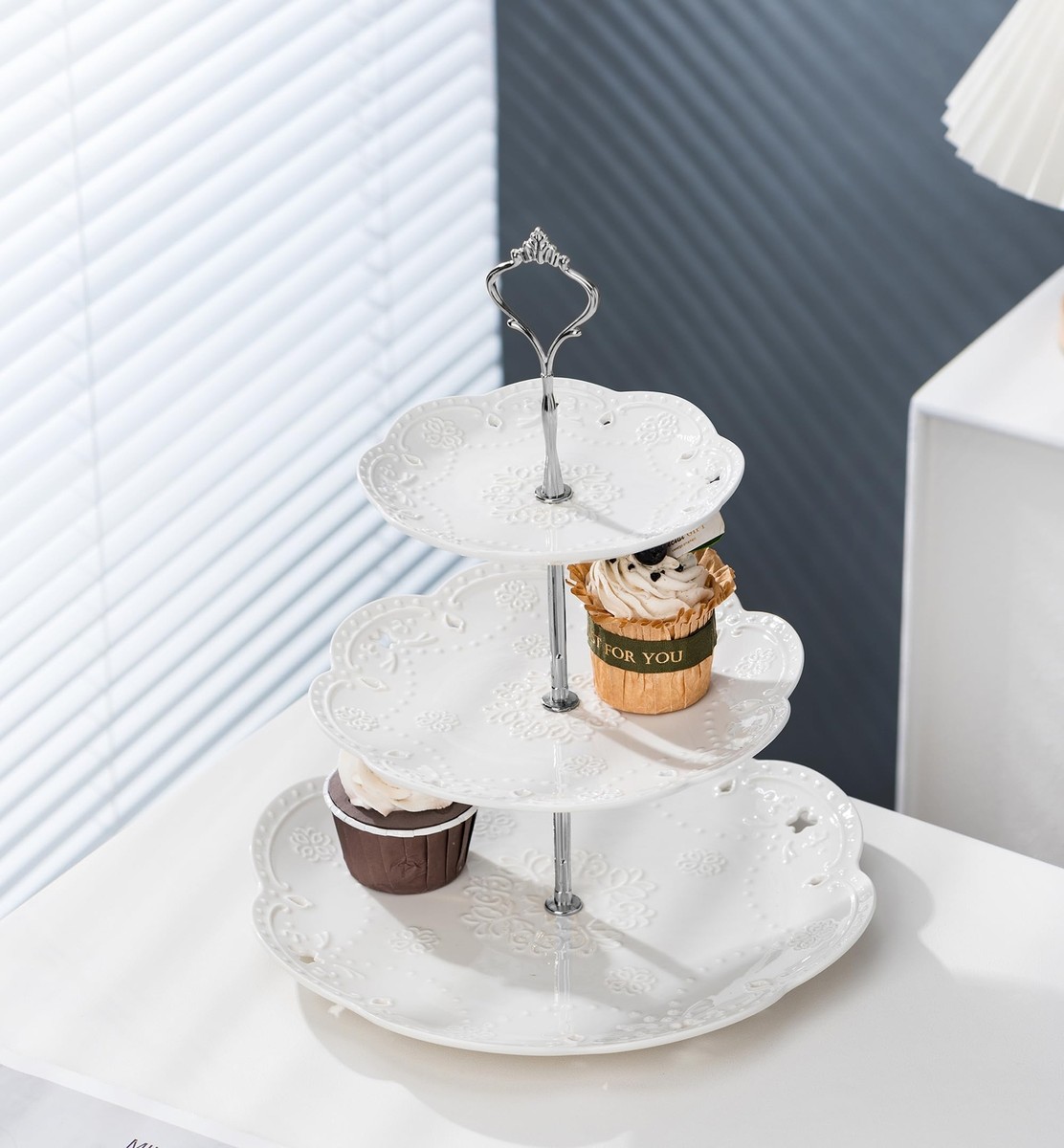 Cupcake Stand 3tier White Porcelain Cake Stand Dessert