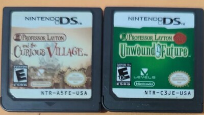 2x Professor Layton DS LOT Unwound Future +Curious Village Nintend CARTIDGE ONLY
