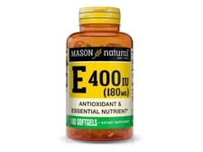 100 Softgels Mason Natural Vitamin E 180 mg 400 IU Antioxidant Skin and Eyes