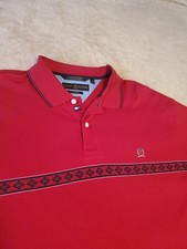 Vtg Tommy Hilfiger Polo Shirt Men LARGE Red Long Sleeve cotton