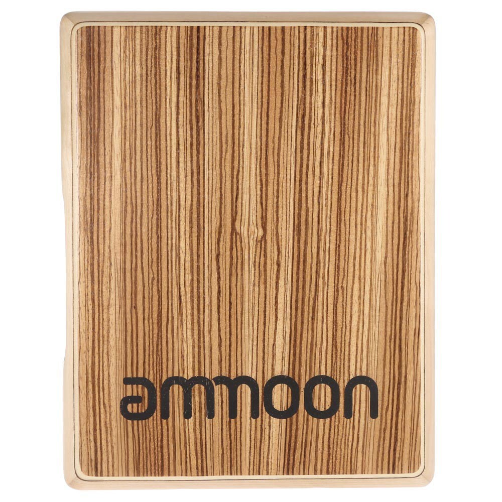 ammoon Compact Travel Cajon Flat Hand Drum Zebra Wood 31.5