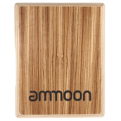 ammoon Compact Travel Cajon Flat Hand Drum Zebra Wood 31.5 * 24.5