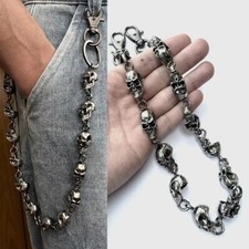 Jean Biker Wallet Belts Chain Skull Charm Gothic Rock Skull Pants Trousers Waist