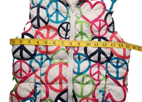 Old Navy Pink Dolman Pullover with Puffer Vest Size 8 Medium Peace Sign Heart - Picture 16 of 17