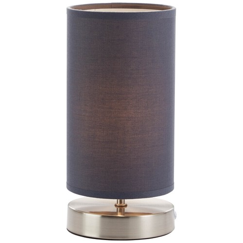 Brilliant Claire Nacht Tisch Lese Leuchte Lampe Stoff Schirm grau Schalter E14 - Bild 2 von 6