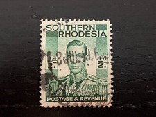 SOUTHERN RHODESIA ZIMBABWE 1937 KING GEORGE VI ½D GREEN - USED
