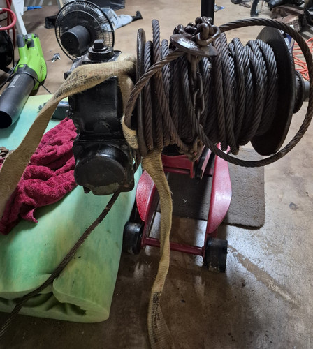 Braden Ams3-10 Winch w/ Steel Cable Wire Rope Drum & Chain Hook Worm Gear Driven