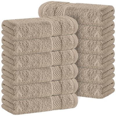 Turkish Cotton Washcloths - 12 Pack Taupe