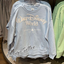 Walt Disney World Parks Logo Authentic Castle Blue Pullover Size L New