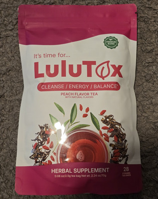 LuluTox Detox Tee Pfirsich Geschmack, 28 Teebeutel (70 g) Entgiftung