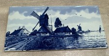 Delft Blue Tile Rectangle Windmills Holland Blue And White Decor 8x4 Pretty!