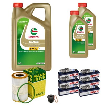 Ölfilter 7L Castrol EDGE 5W-30 LL Titanium Zündkerzen für Audi A5 Cabriolet S5