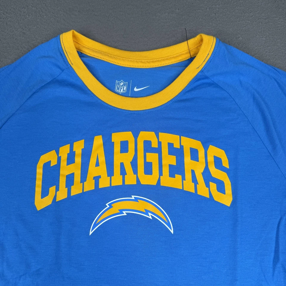 Los Angeles Chargers Shirt Womens Large Blue NFL Football Raglan 3/4 Sleeve Nike - Image 2 of 4