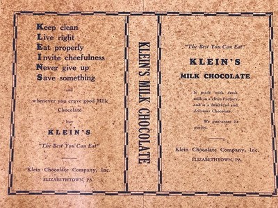 Klein Chocolate Co. Elizabethtown PA Advertising Book Cover Candy Food 1900s