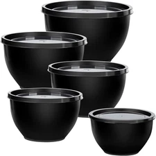 5-Piece Plastic Mixing Bowls with Lids Set for Kitchen, Nesting Bowls for Mixing