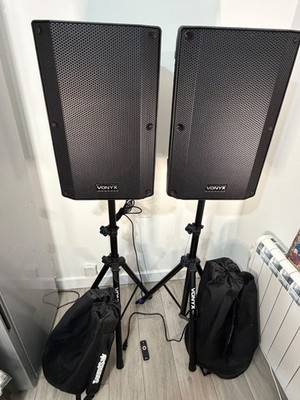 Vonyx VSA120S 12 Aktiv PA DJ Lautsprechersystem Set mit Ständer Taschen & Fernbedienung sehr guter Zustand