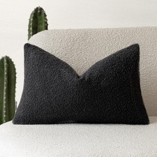 Textured Boucle Throw Pillow Covers Cozy Accent Lumbar Cushion 12x20 Inch