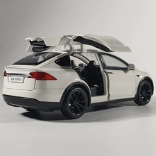 NEW 1:24 TESLA Model X Plaid Car Alloy Model Diecast with Sound Light Kids Gift