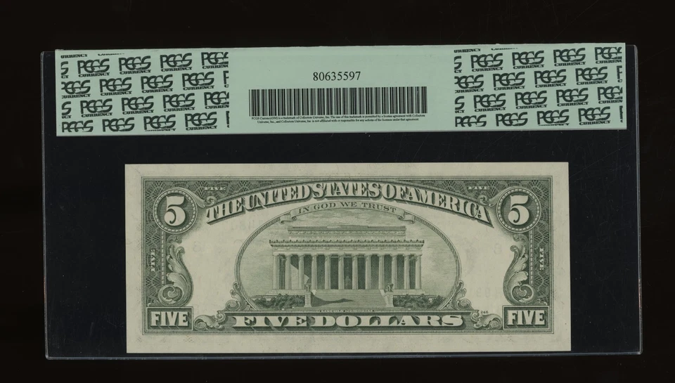 DBR 1985 $5 FRN St. Louis Gem Fr. 1978-H PCGS 65 PPQ Serial H83148073A - Image 2 of 2