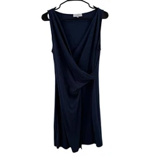 MICHAEL STARS Abby Dress Size Large NEW Faux Wrap NWOT Navy Ultra Rib Classic 
