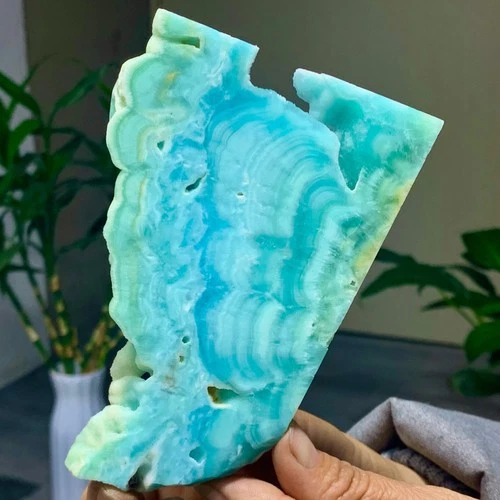 210G Natural High quality sky blue hemimorphite slab crystal mineral from Yunnan