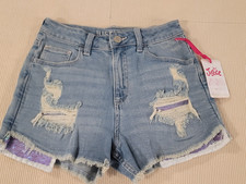 Justice New Short Shorts Jeans size 16 glitter under pockets front wear Tags