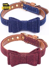 2PCS Cat Collar Bowtie,Kitten Collars with Stylish Plaid Patterns,English Style 