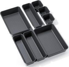 8PCS Plastic Interlocking Drawer Organizer, 3 Sizes Desk Organizer Versatile S