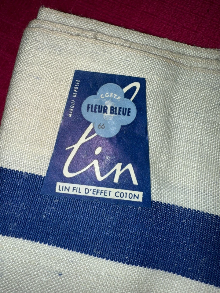 6 torchons anciens main neufs pur lin Fleur Bleue 80 cm x 60 cm, réf T221 - Photo 2/4