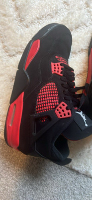 Jordan Air Jordan 4 Men s Mid Top Sneakers Black/Red Lace Up Athletic