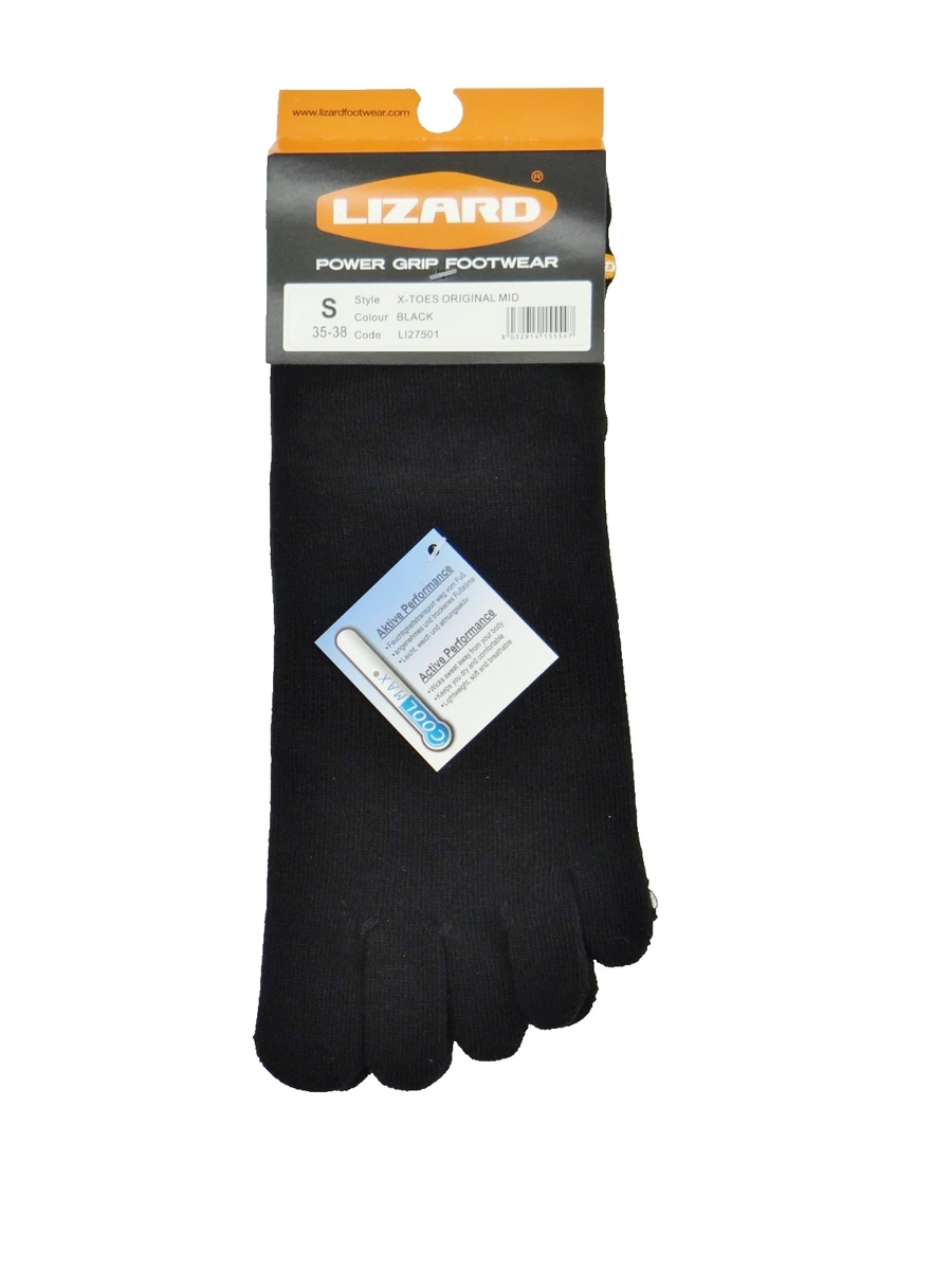 Calcetines de dedo del pie calcetines 5 pares LIZARD X-TOES MID negro CoolMax Five Fingers Toe S