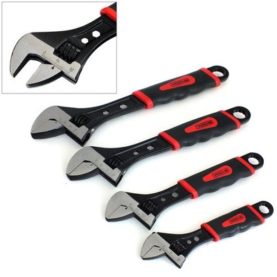 VOCHE 4-TEILIG SCHWARZ SCHWERLAST VERSTELLBAR STAHL SCHRAUBENSCHLÜSSEL SET 6'' 8'' 10'' 12''