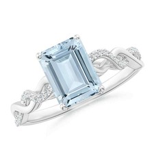 925 Sterling Silver Aquamarine Stone Solitaire with Accents Ring Jewelry