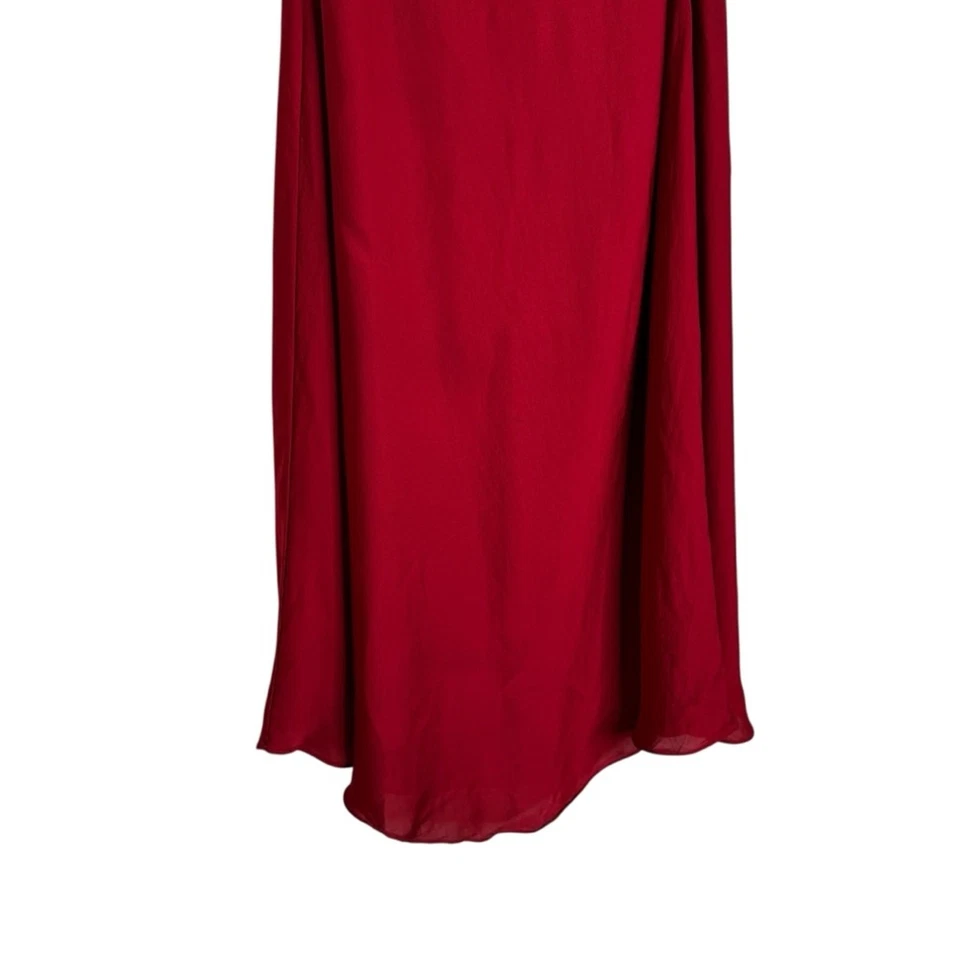 Massimo Dutti красный атласный Midi юбка женщин размер 2 минималистский - Изображение 4 из 4