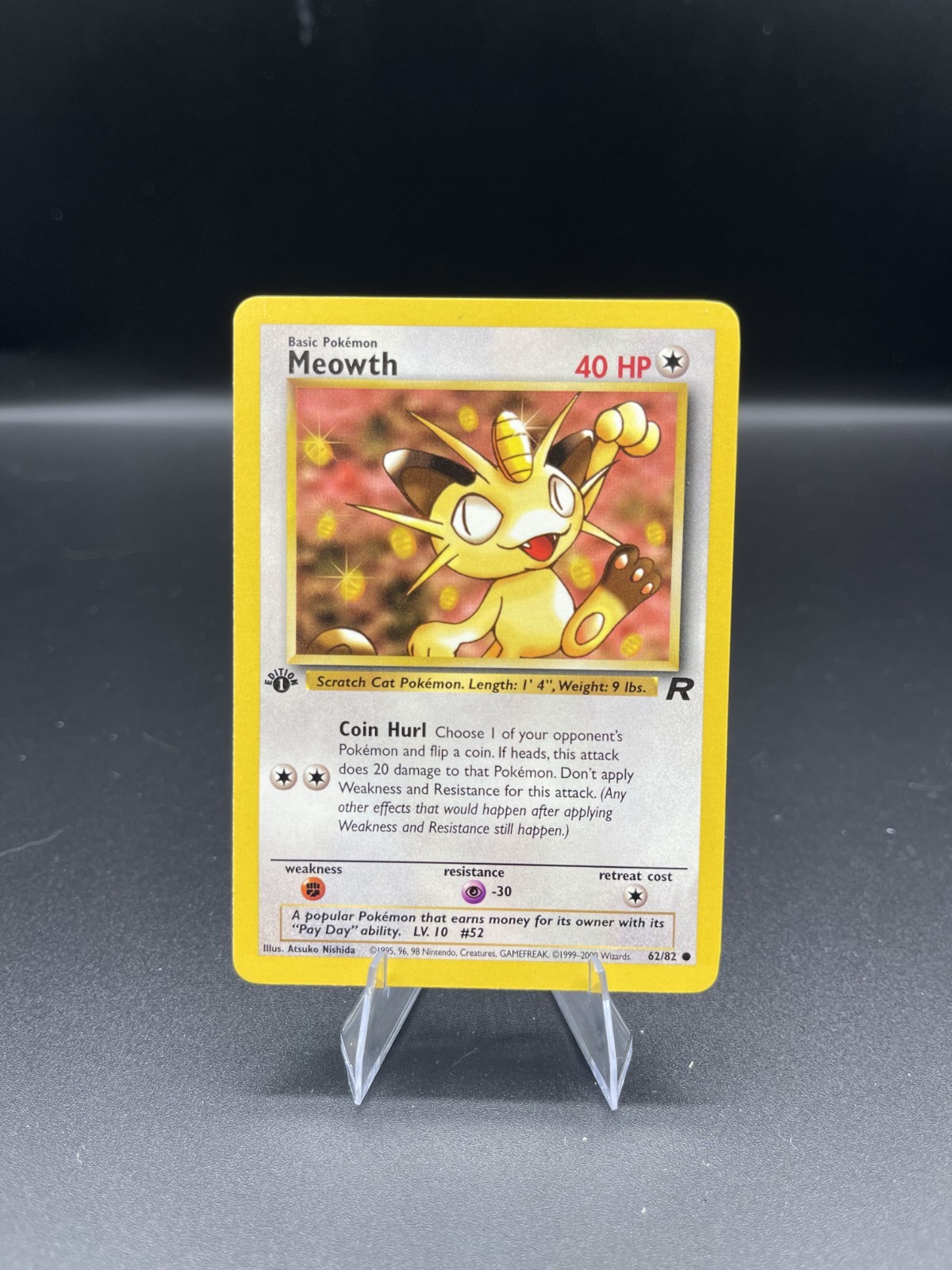 (NM) Meowth 1st ed Team Rocket 62/82 Pokemon TCG Card WOTC a5