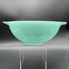 Vintage Pyrex #444 Amish Butterprint Turquoise White 4 QT Cinderella Mixing Bowl