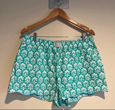 Roller Rabbit Women s Green & White Geometric PulOn Shorts Elastic Waist XS